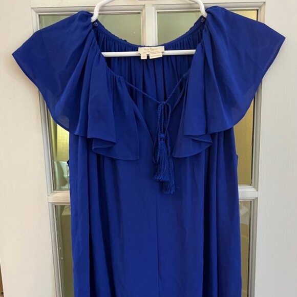 kate spade Tops - Kate spade ruffle tie tank top Blue Size Medium